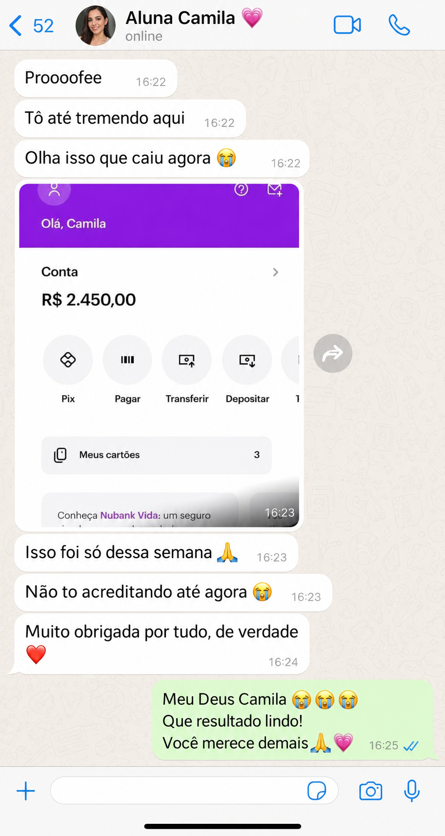 Print de aluna