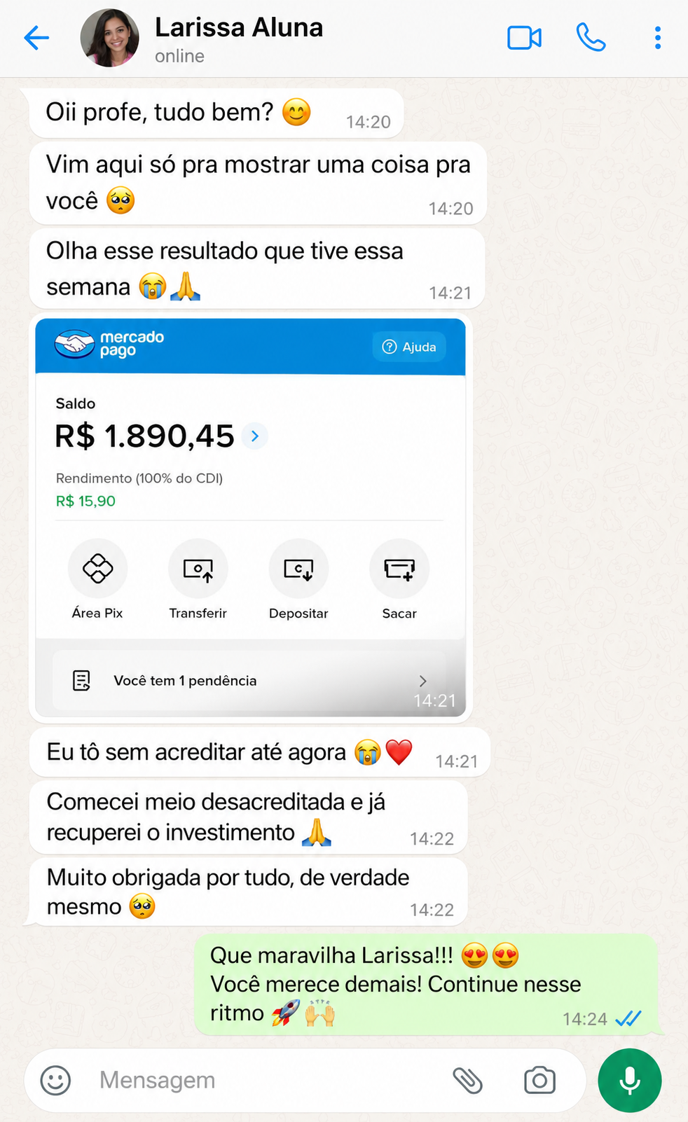 Print de aluna