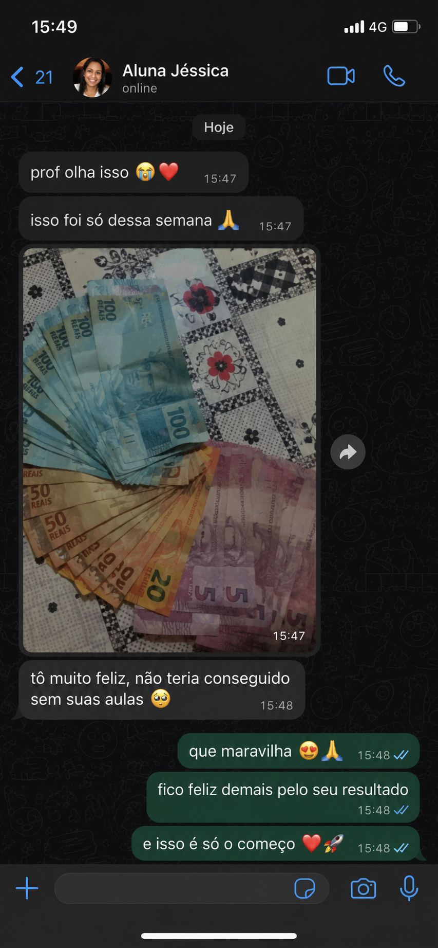 Print de aluna