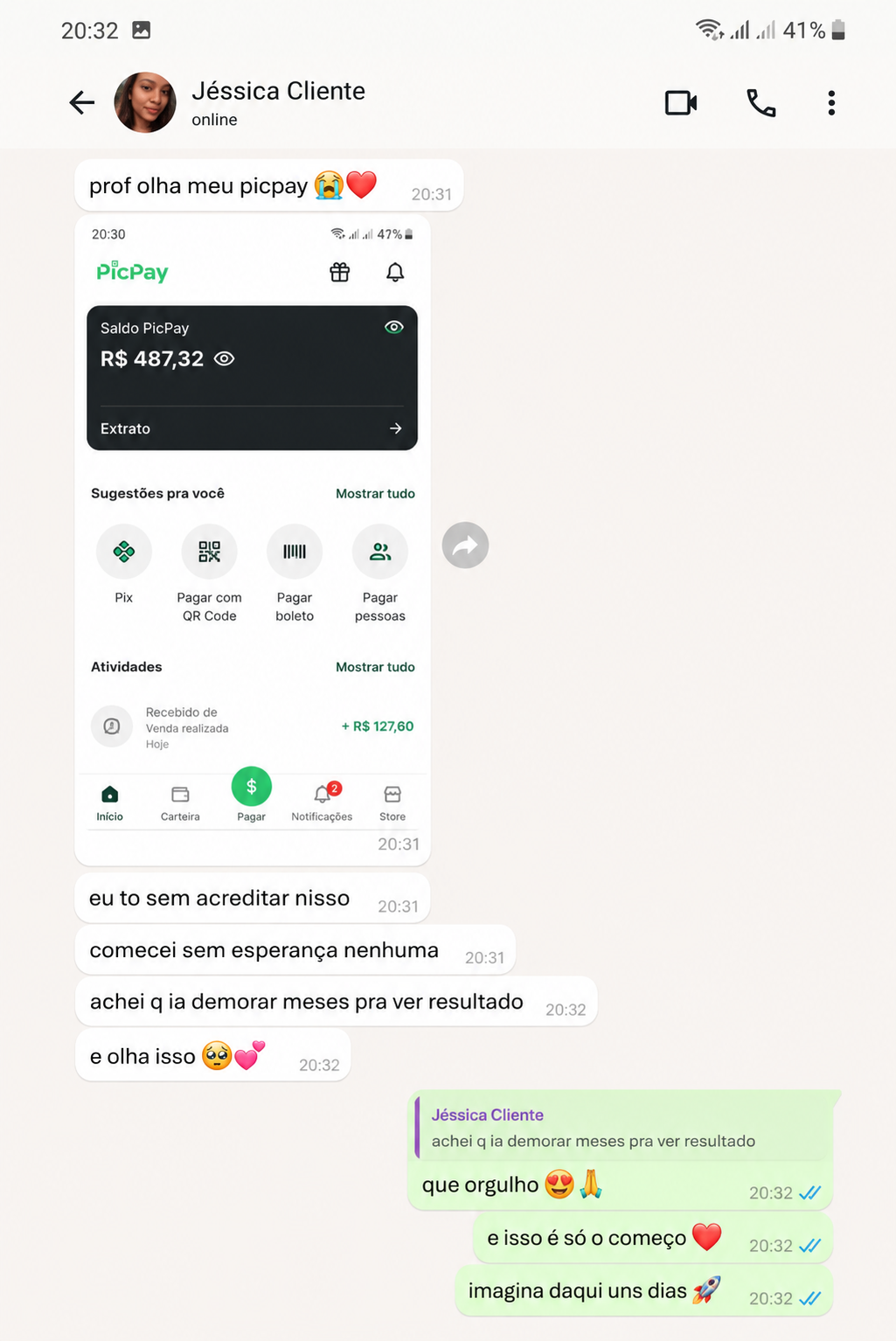 Print de aluna