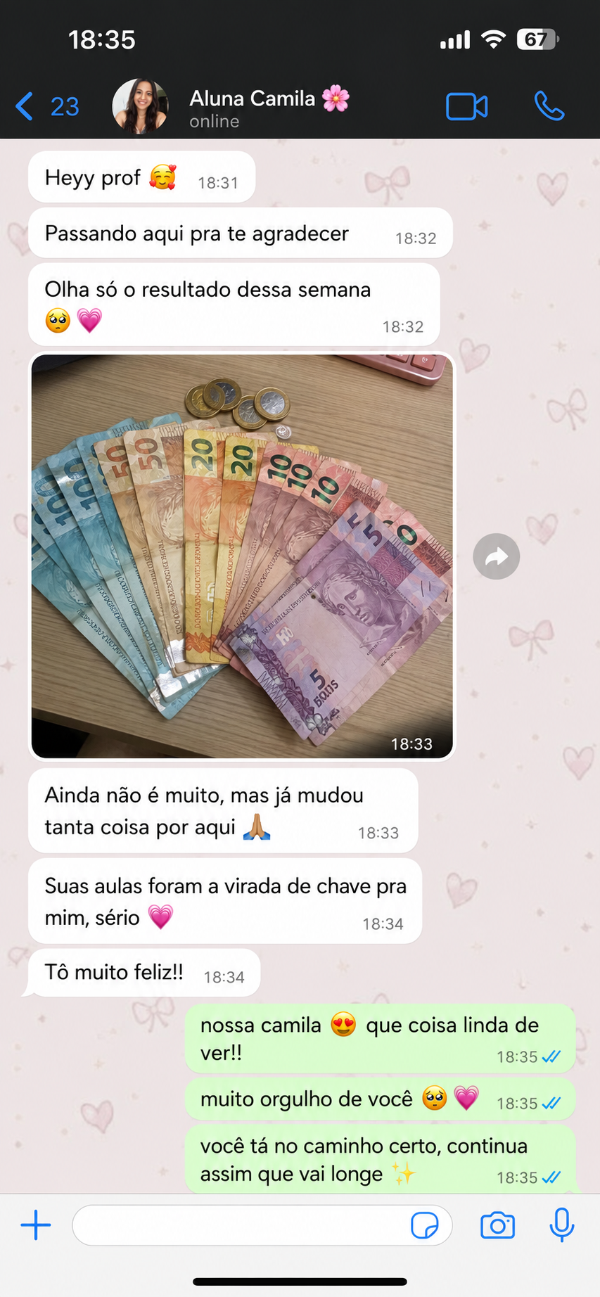 Print de aluna